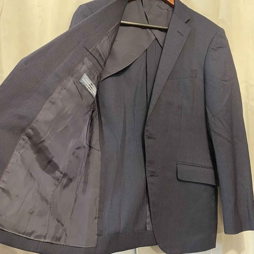 Vitale Barberis Canonico x Monsieur Nicole Blazer Men 46 Blue Pinstripe